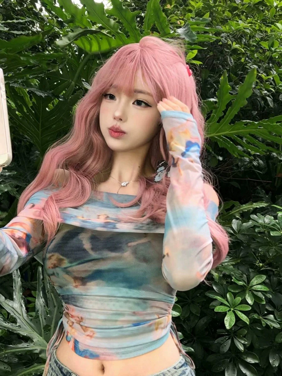 Pink long curly wig HA2474 - Image 3