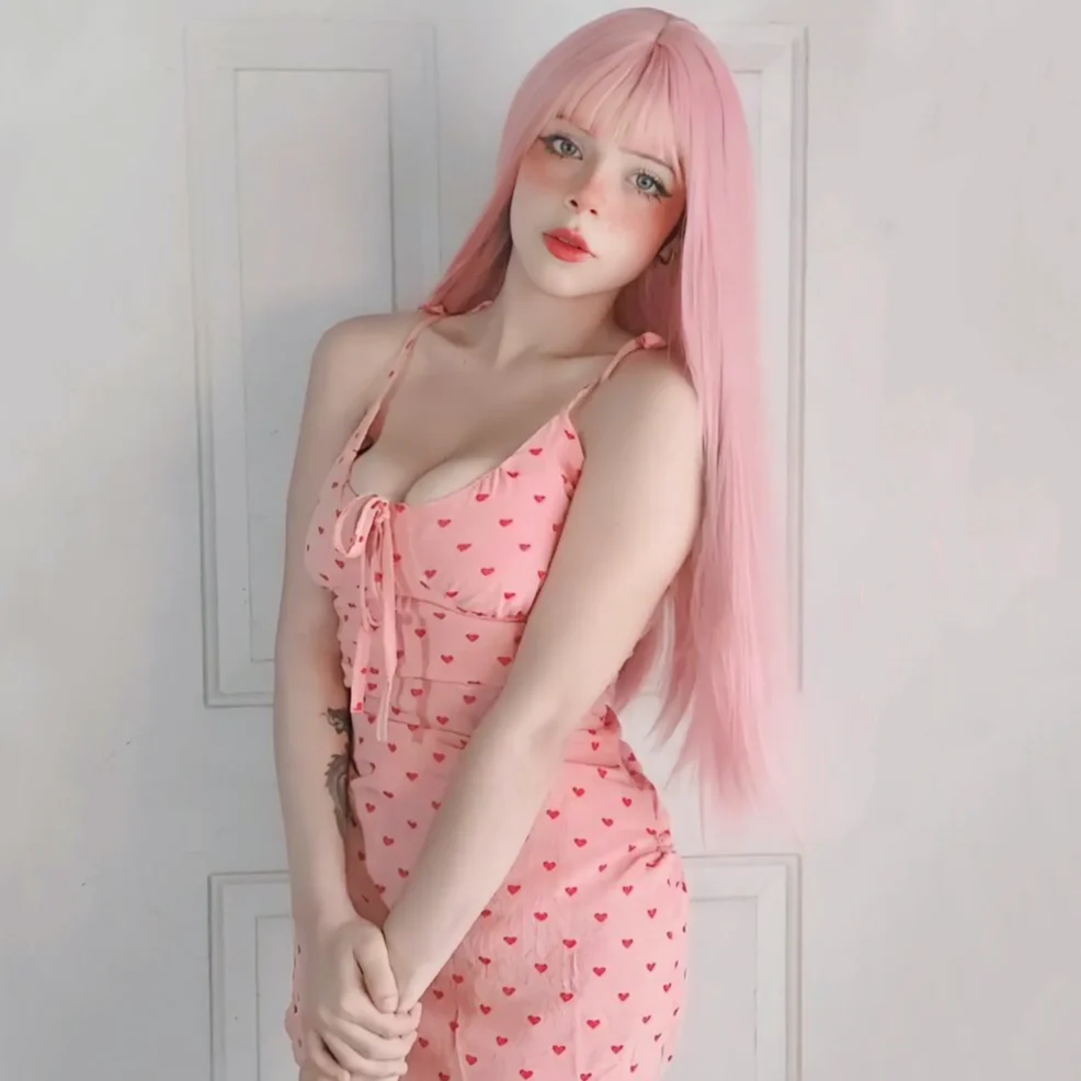 Pink long straight hair HA0055 - Image 2