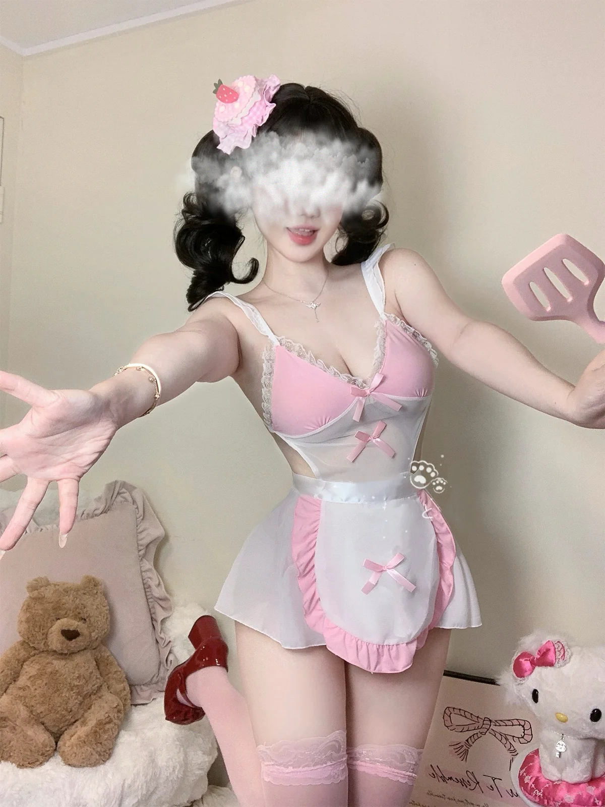 pink maid dress HA2957 - Image 6