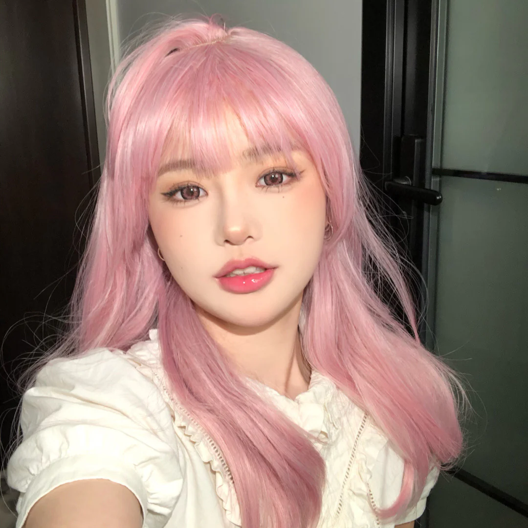 Pink Medium Length Straight Hair   HA0310 - Image 3