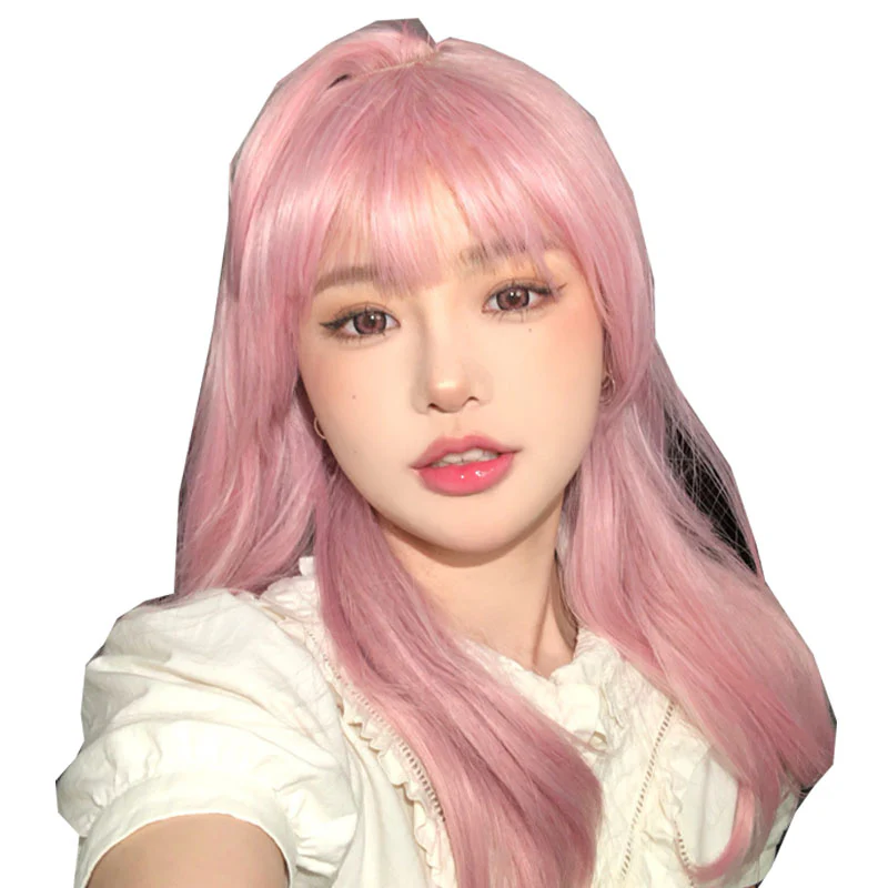 Pink Medium Length Straight Hair   HA0310 - Image 4