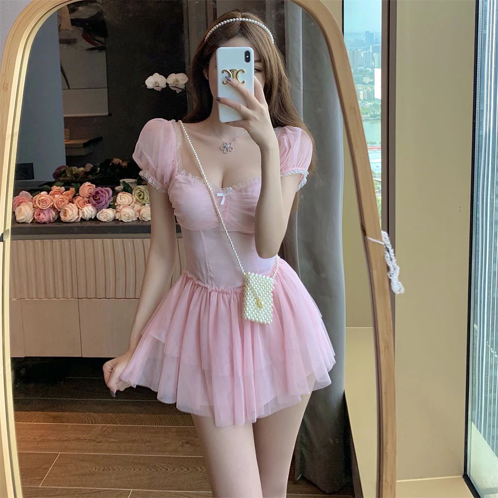 Pink Mesh Sweet First Love Dress   HA0349 - Image 3
