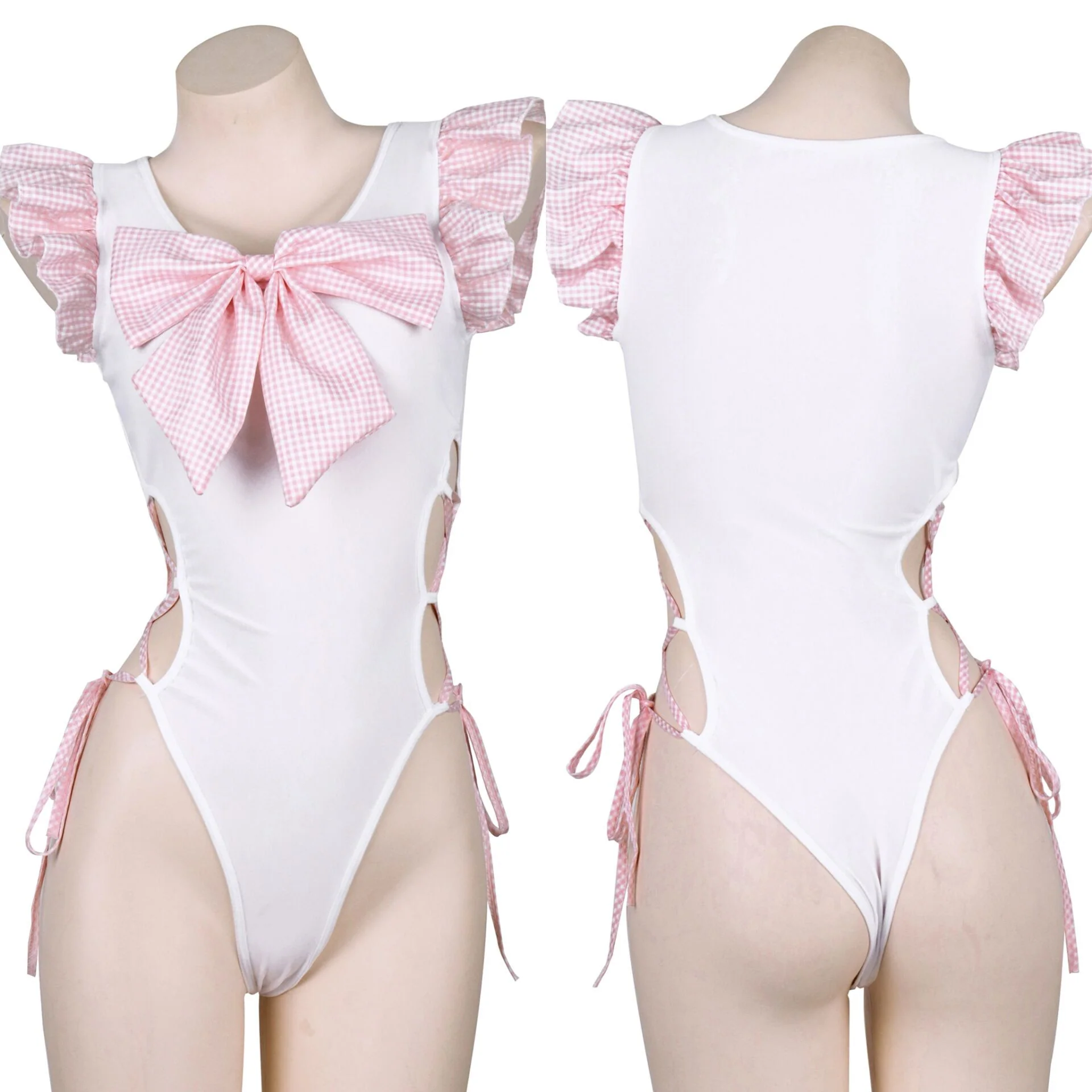 Pink Plaid Big Bow Swimsuit HA0881 - Image 3