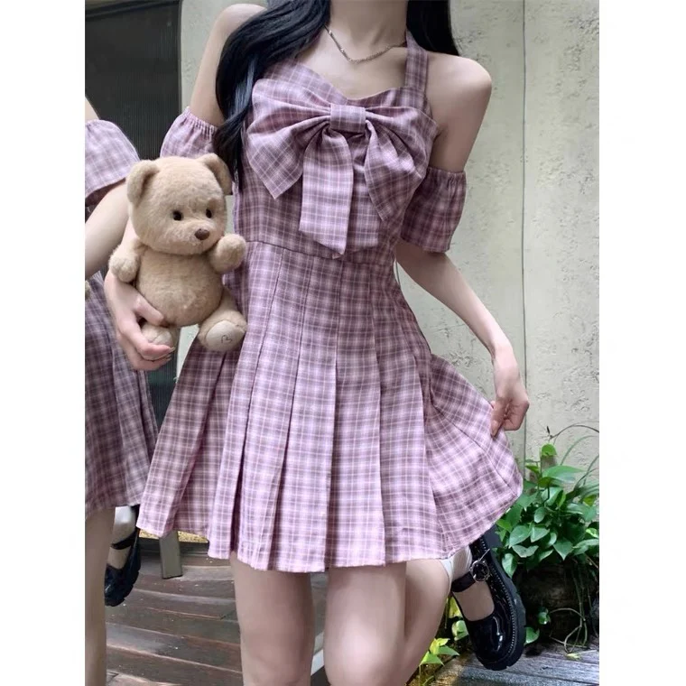 Pink plaid dress  HA1444 - Image 2