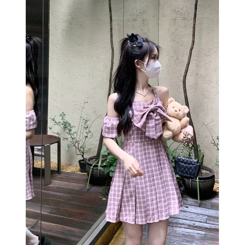 Pink plaid dress  HA1444 - Image 3