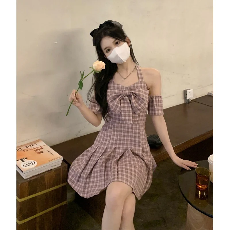 Pink plaid dress  HA1444 - Image 5