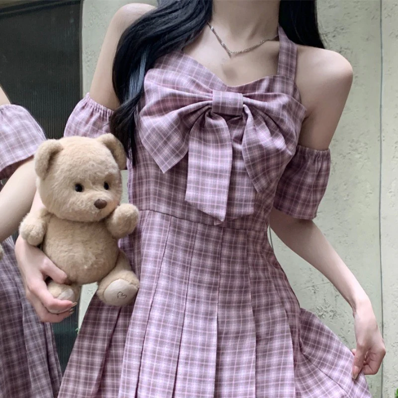 Pink plaid dress  HA1444 - Image 7