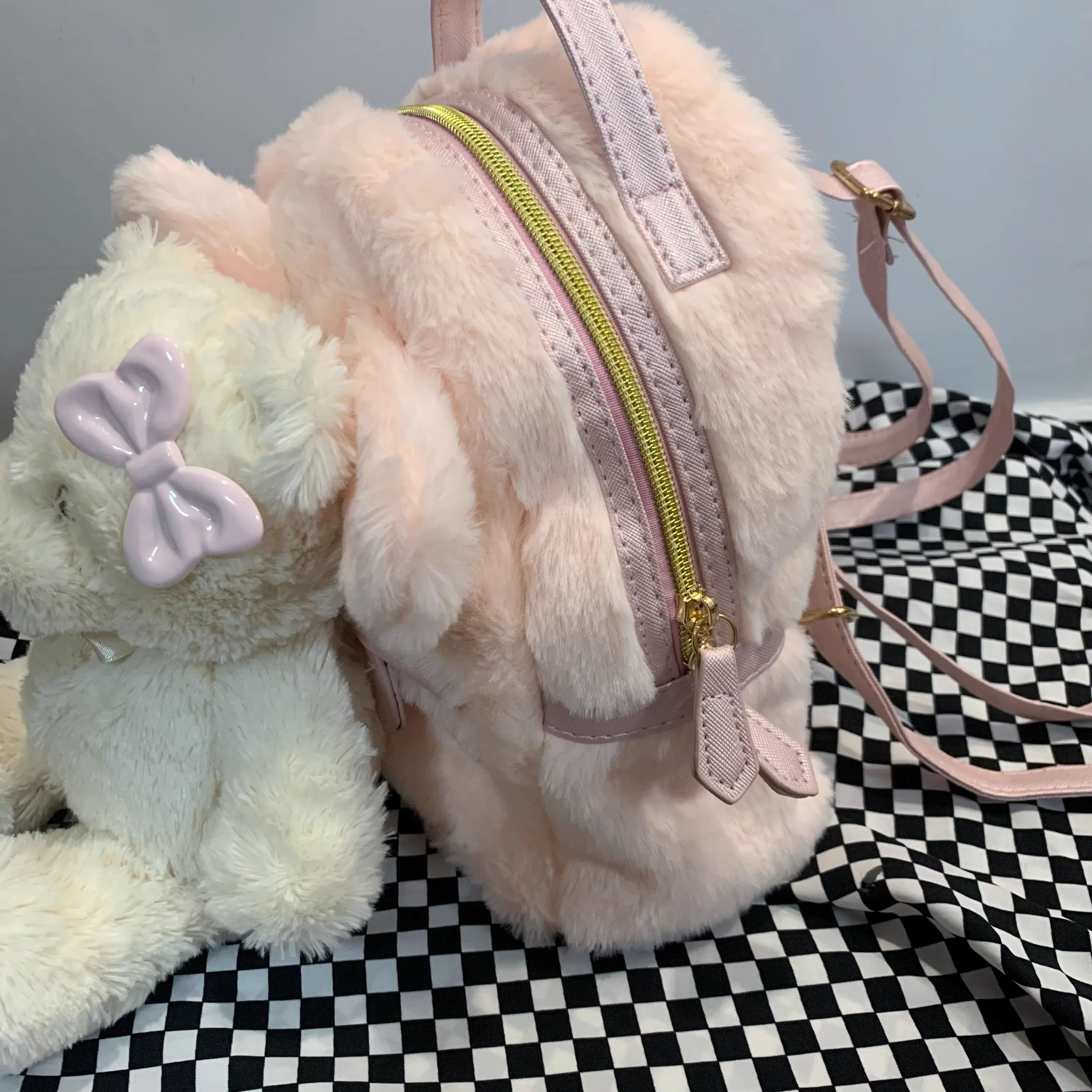 Pink plush bear backpack HA2324 - Image 4