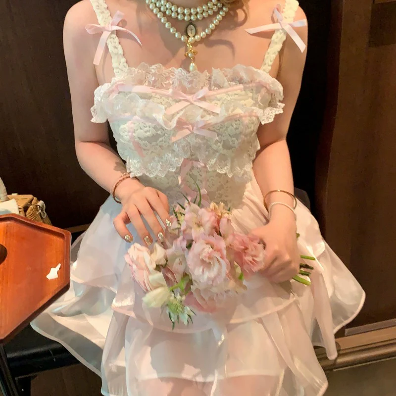 Pink princess lace suspender dress  HA1997 - Image 6