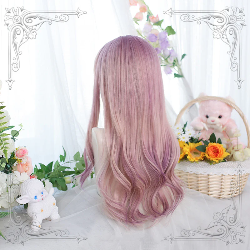 Pink purple highlights long curly hair  HA0778 - Image 2