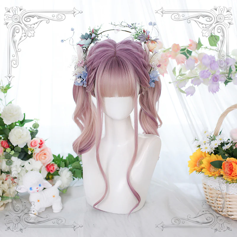 Pink purple highlights long curly hair  HA0778 - Image 4