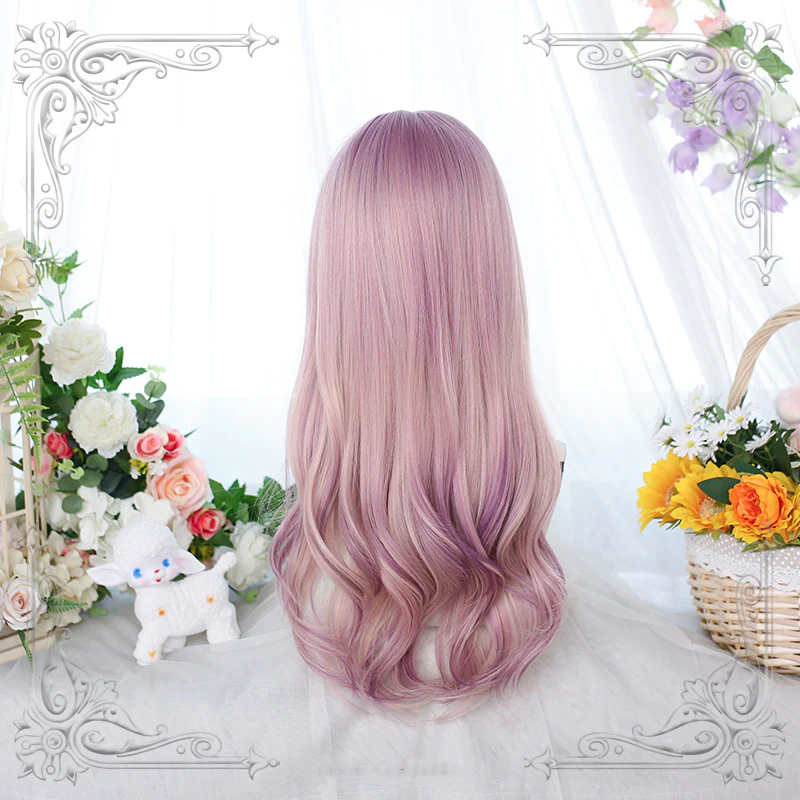Pink purple highlights long curly hair  HA0778 - Image 5