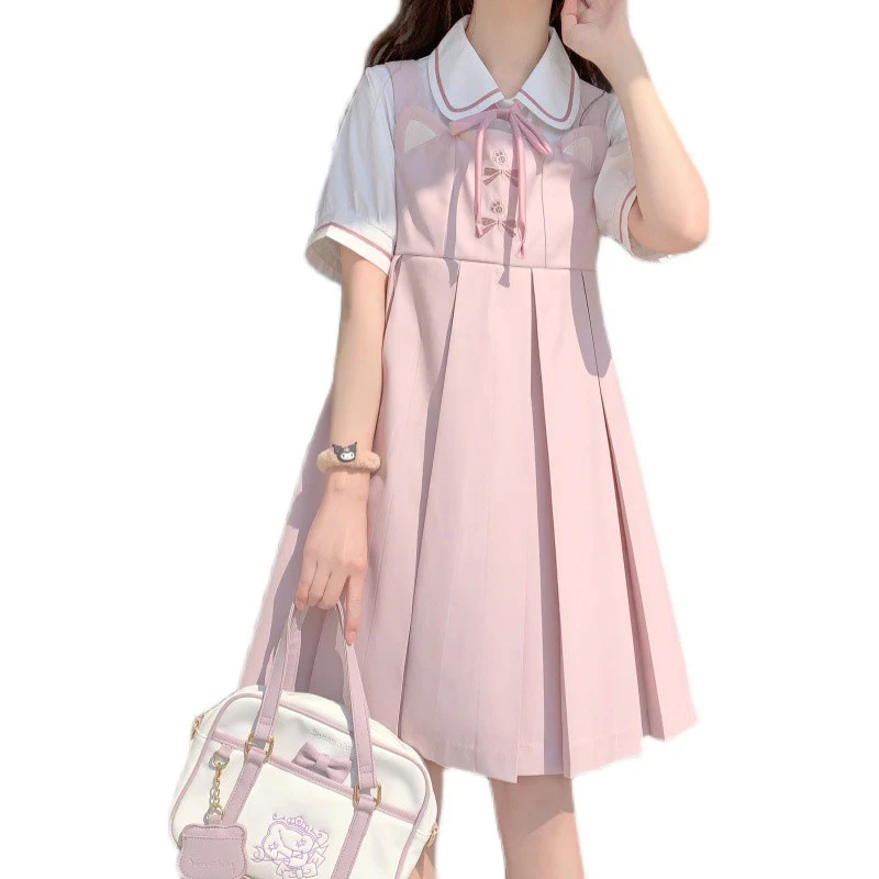 Pink Rabbit Ear Pleated Tank Top Dress   HA0789 - Image 5