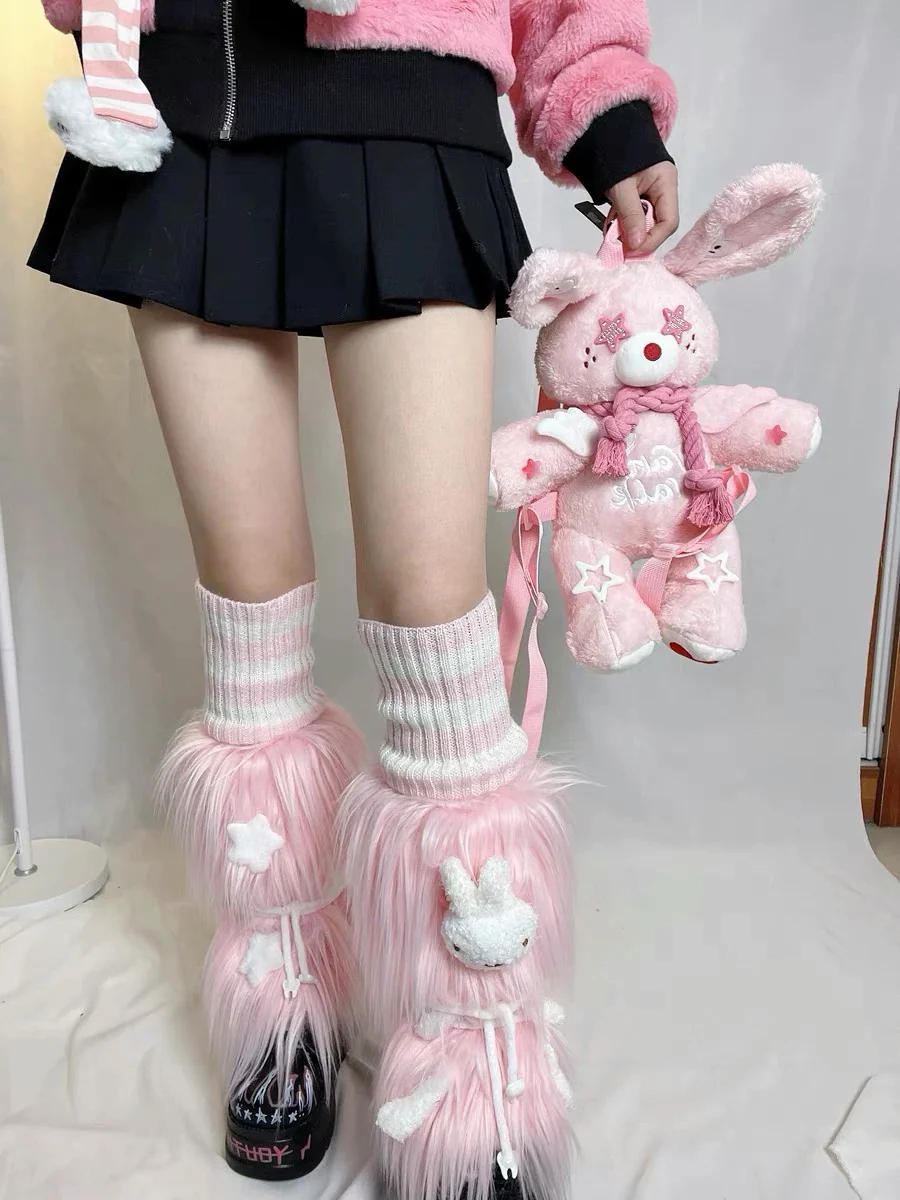 Pink rabbit five-pointed star plush backpack HA2409 - Image 6