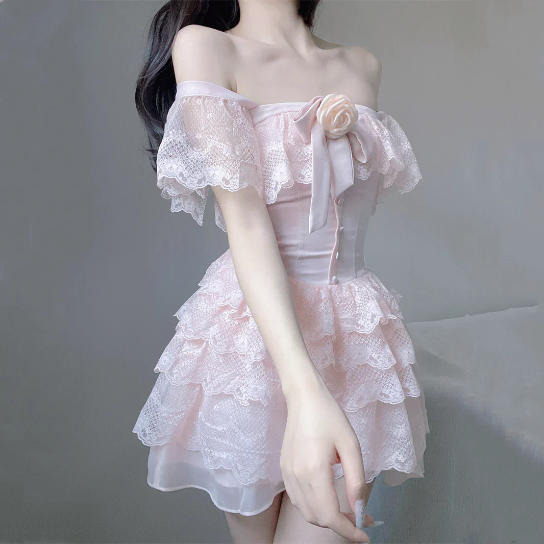 Pink Ruffle Puff Dress HA0892 - Image 2