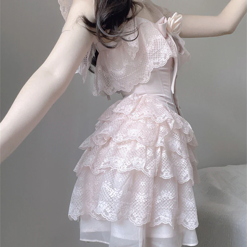 Pink Ruffle Puff Dress  HA0892 - Image 2