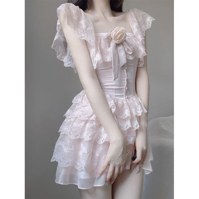 Pink Ruffle Puff Dress  HA0892 - Image 5
