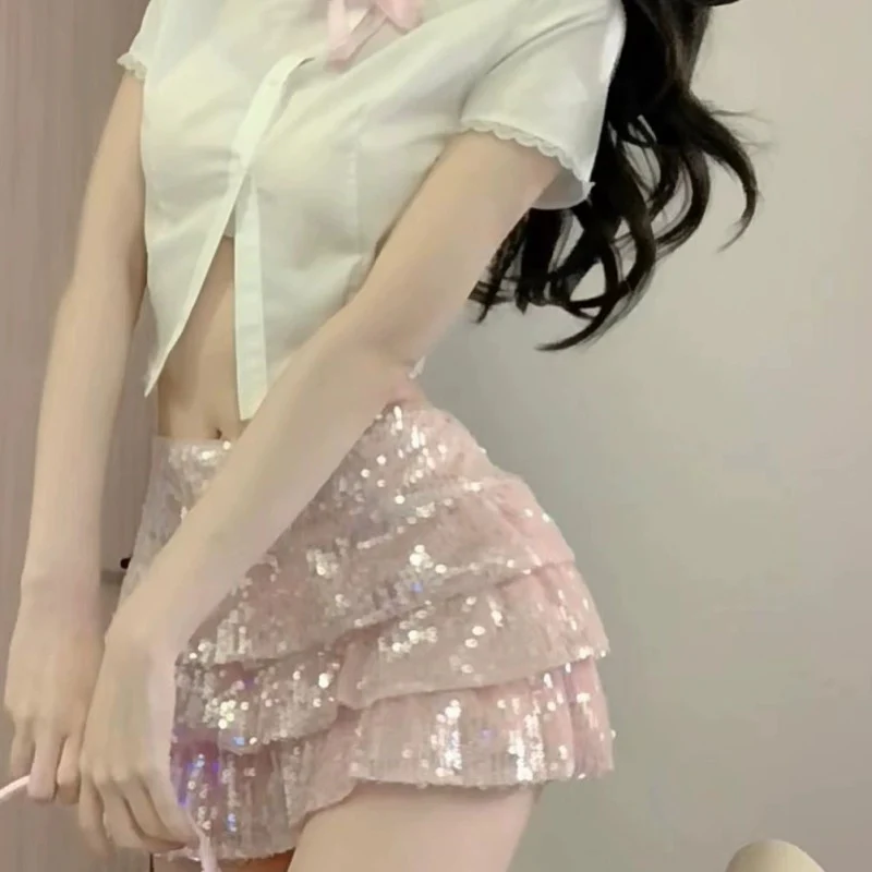 Pink Sequin Low Waist Cake Dress   HA1911 - Image 3