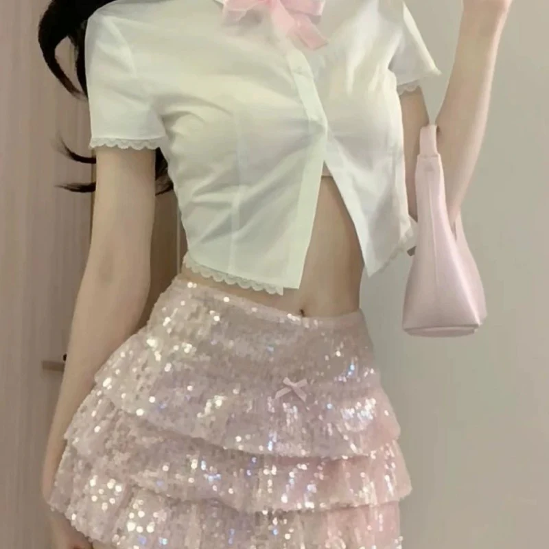 Pink Sequin Low Waist Cake Dress   HA1911 - Image 4