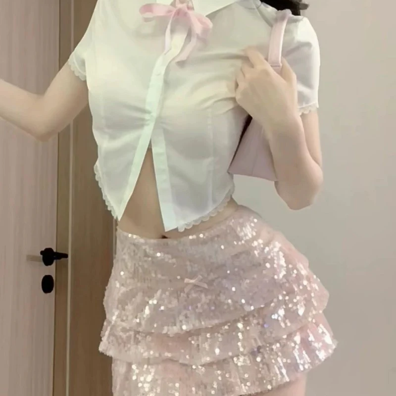 Pink Sequin Low Waist Cake Dress   HA1911 - Image 5