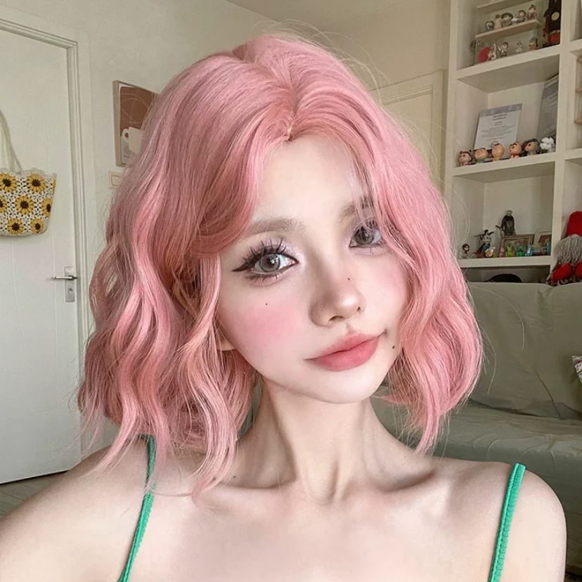 Pink short curly wig HA2294 - Image 4