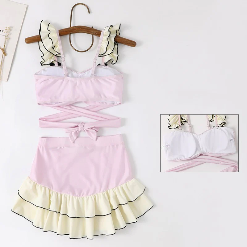 Pink Sweet Girl Triangle Swimsuit   HA1849 - Image 2