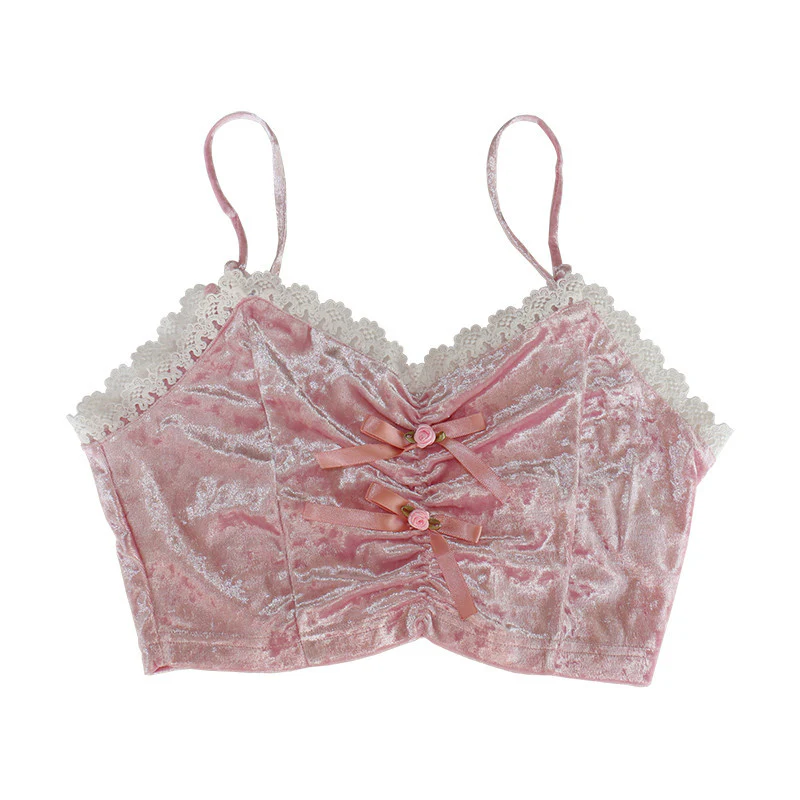 Pink Sweet Velvet Floral Camisole   HA0869 - Image 5