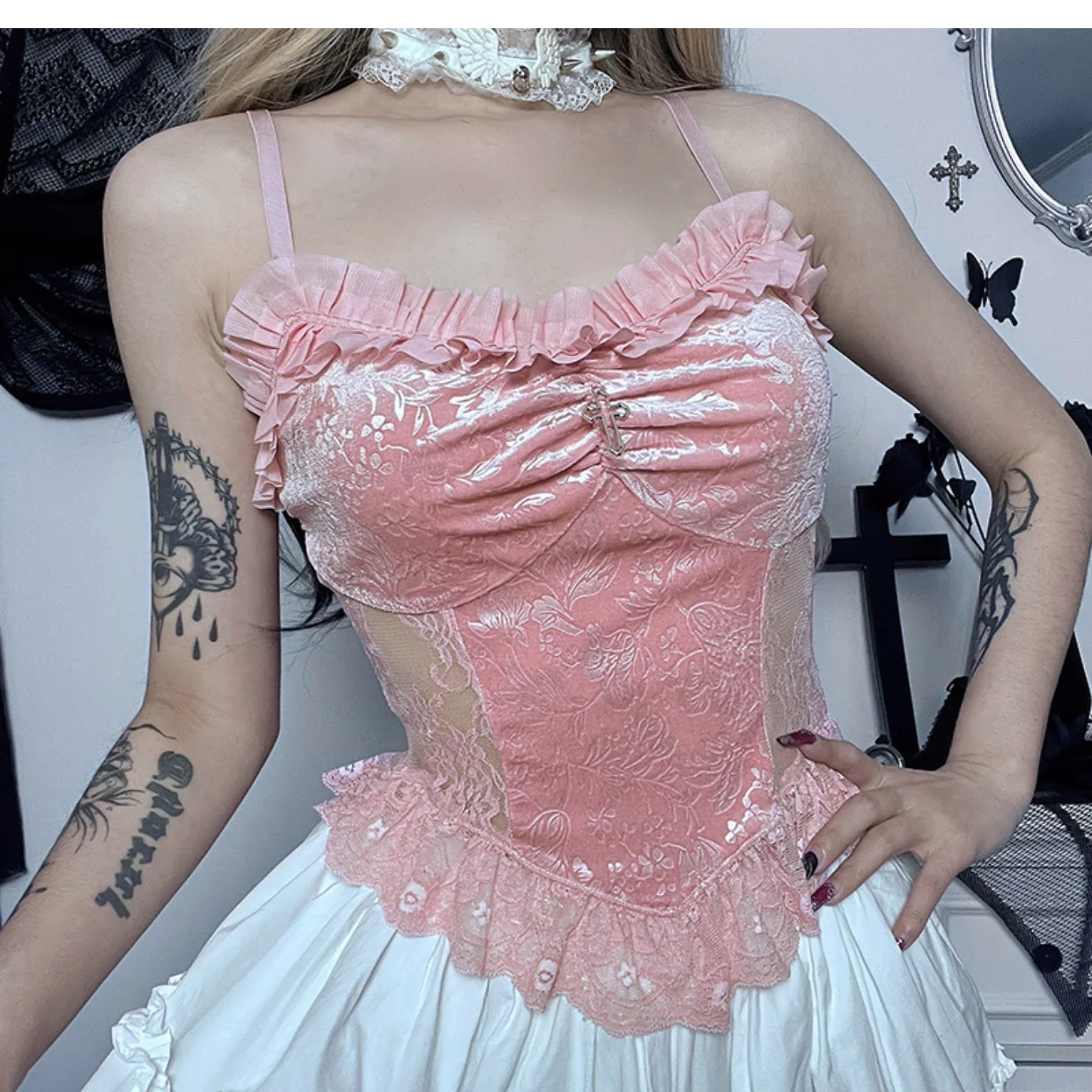 Pink Velvet Camisole   HA1651 - Image 2