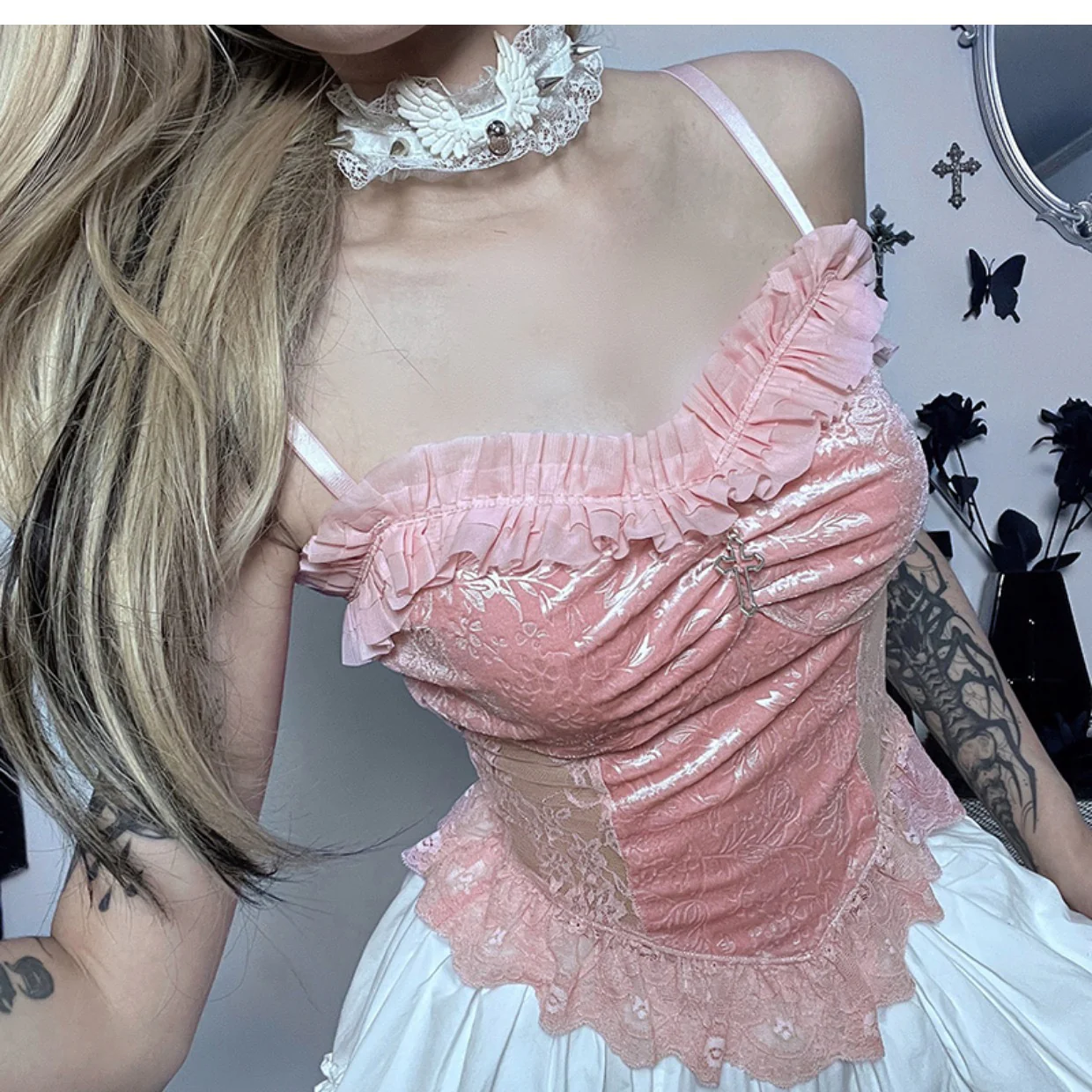 Pink Velvet Camisole   HA1651 - Image 5