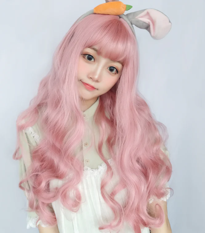 Pink wig with big waves and long curly hair HA0079 - Image 2