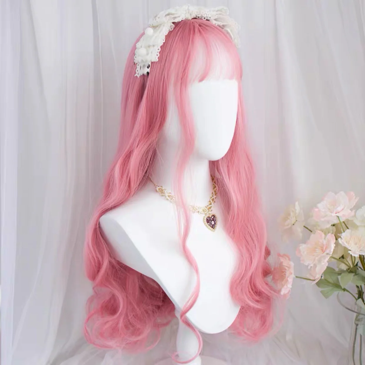 Pink wig with big waves and long curly hair HA0079 - Image 3