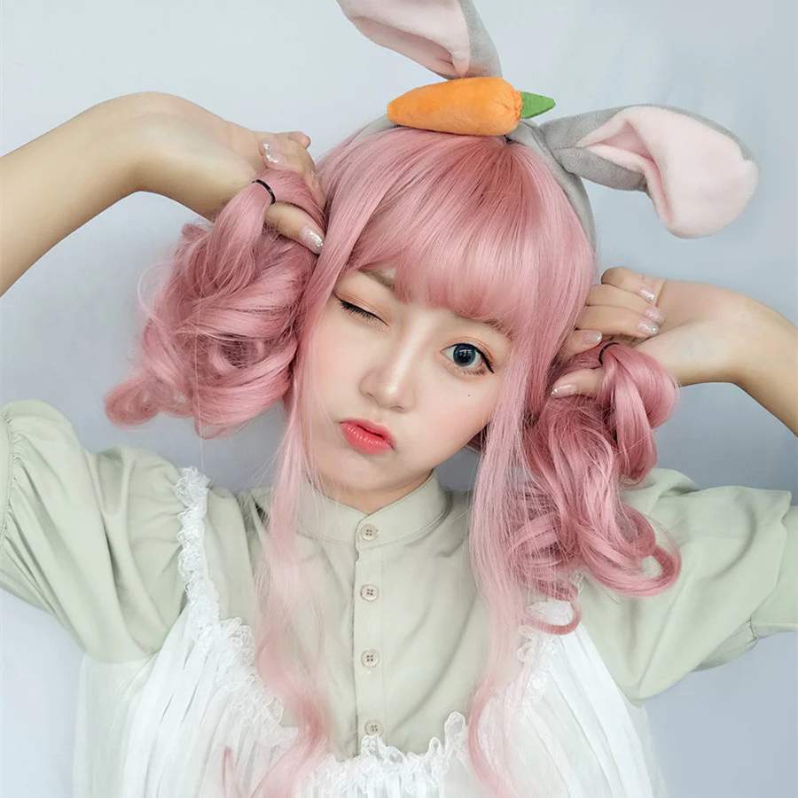 Pink wig with big waves and long curly hair HA0079 - Image 4
