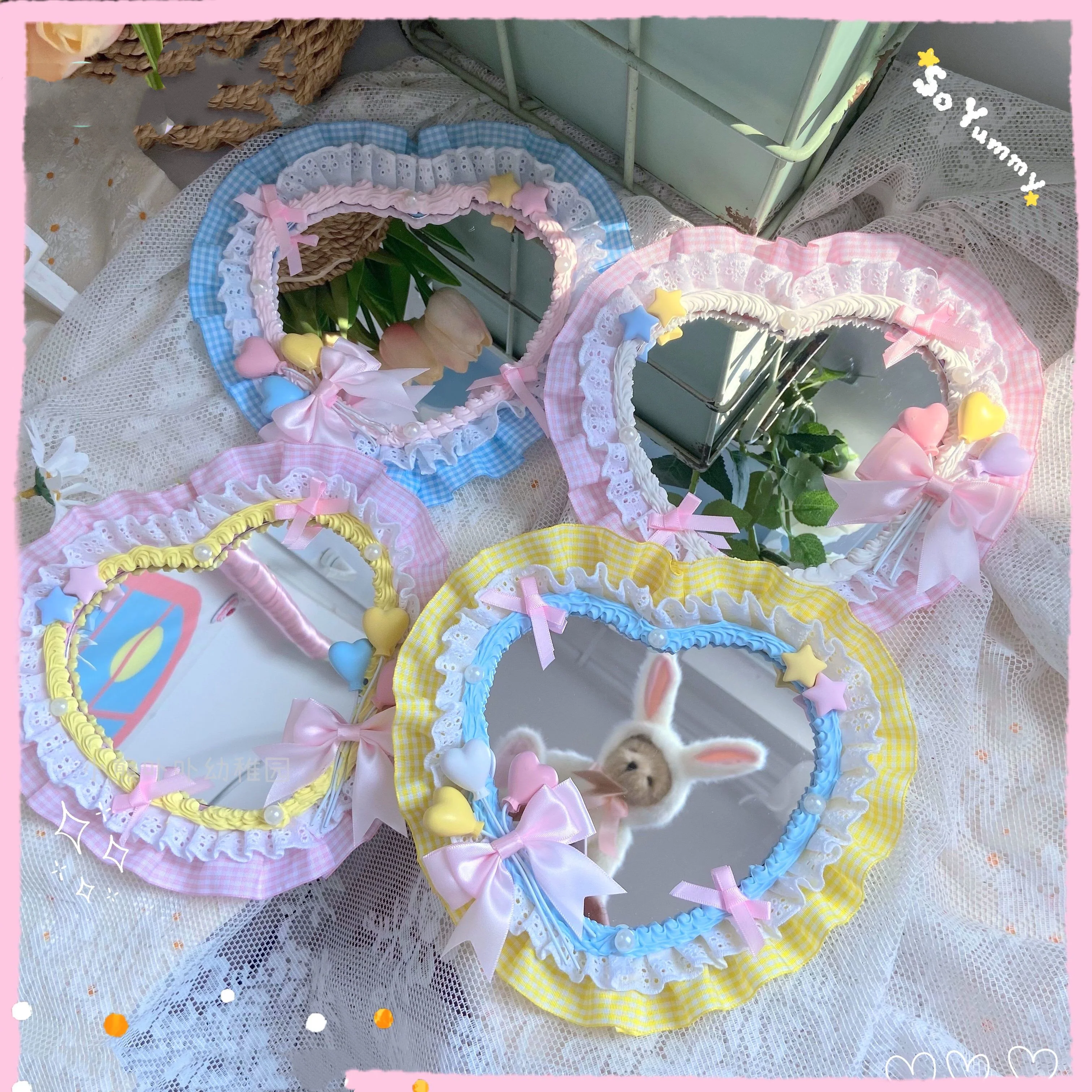 Plaid Lace Bow Heart Mirror HA0754 - Image 2