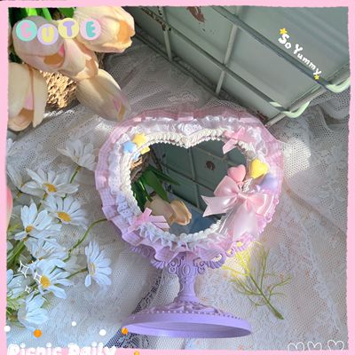 Plaid Lace Bow Heart Mirror HA0754 - Image 8