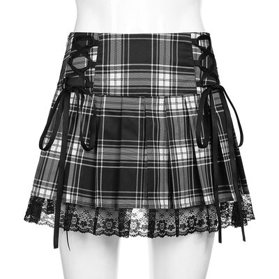 Plaid pleated skirt    HA0514 - Image 5
