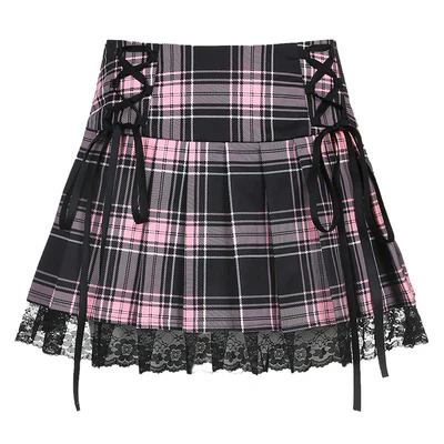Plaid pleated skirt    HA0514 - Image 6
