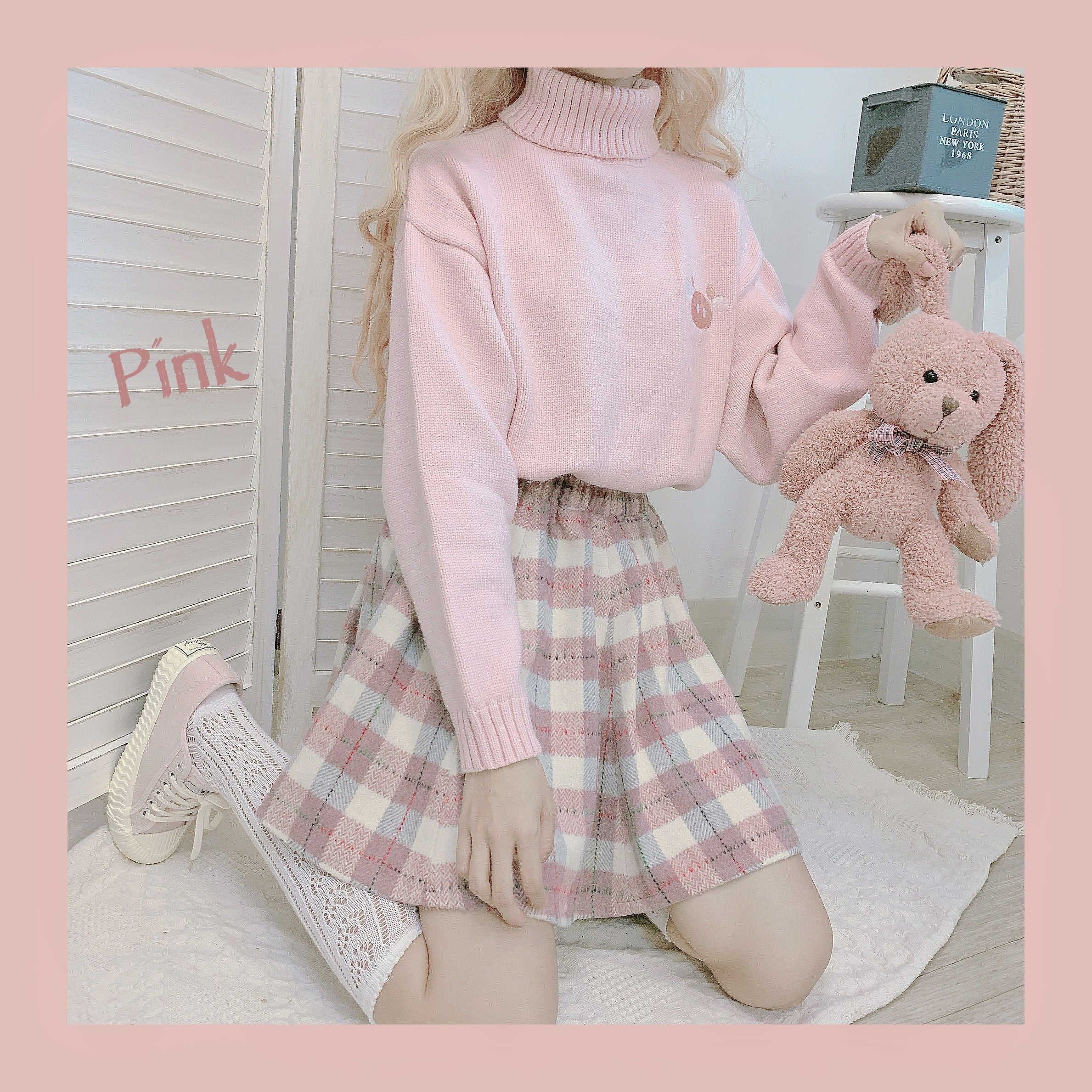 Plaid suede skirt  HA1298 - Image 7