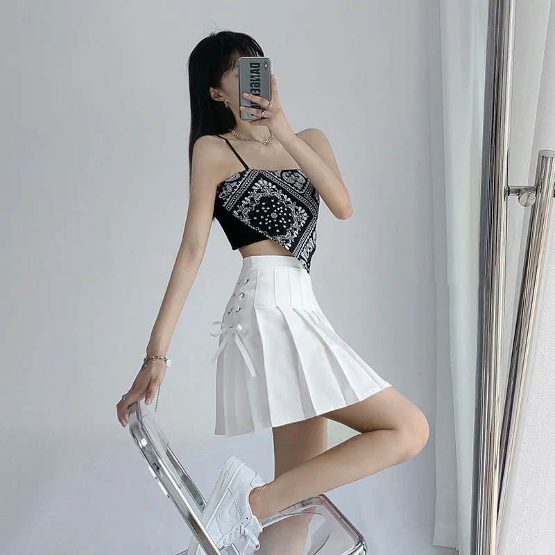 Pleated skirt anti-glare A-line skirt  HA0870 - Image 4