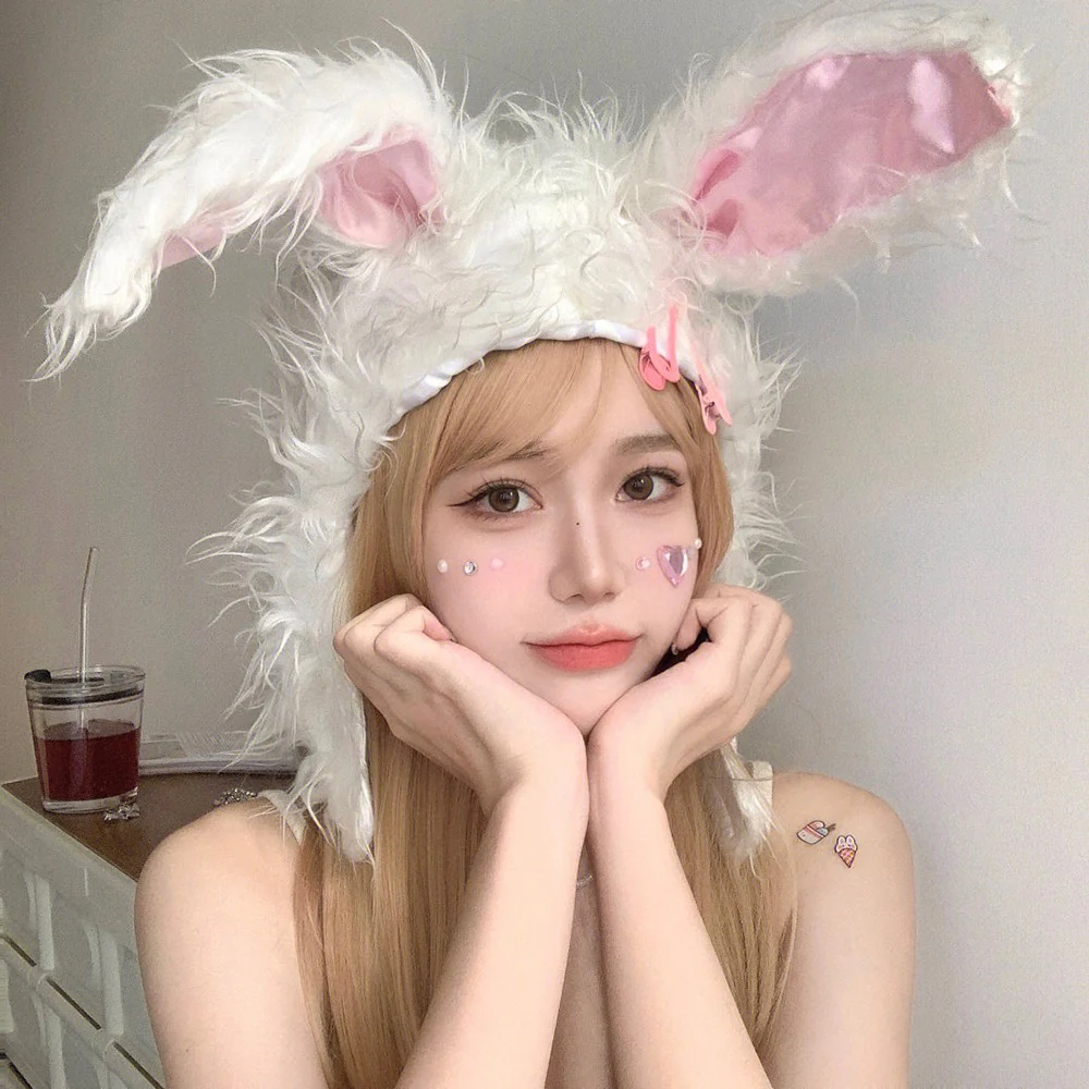 Plush bunny headgear hat   HA1456 - Image 2