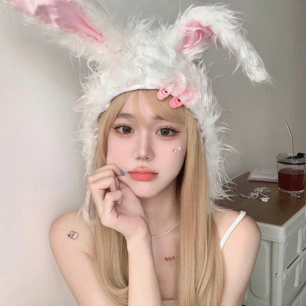 Plush bunny headgear hat   HA1456 - Image 4