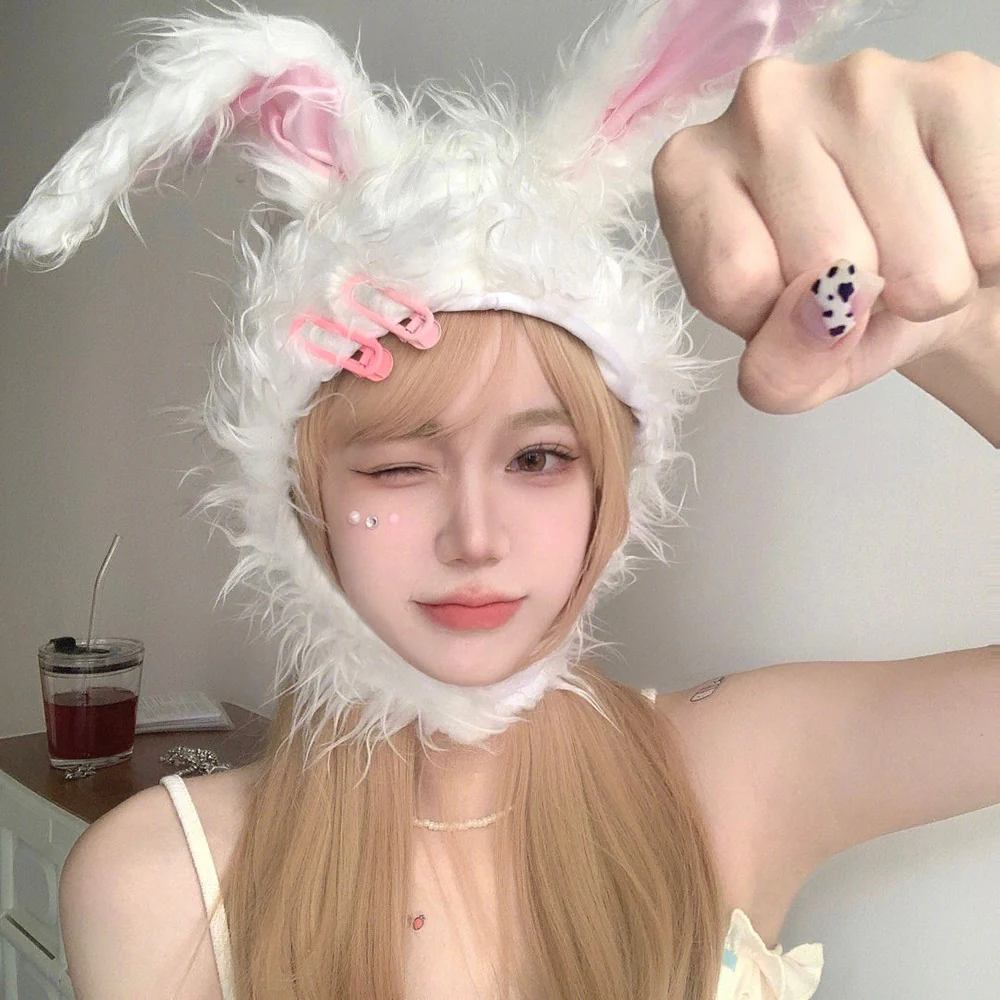 Plush bunny headgear hat   HA1456 - Image 5