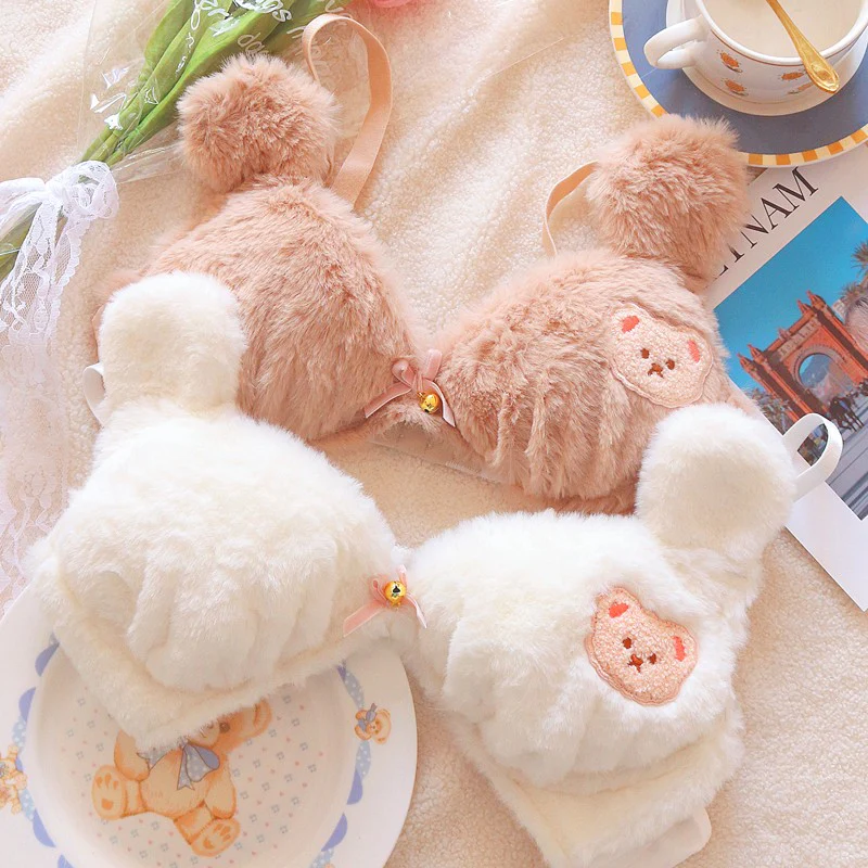 Plush Embroidered Bear Bra Set   HA1287 - Image 2