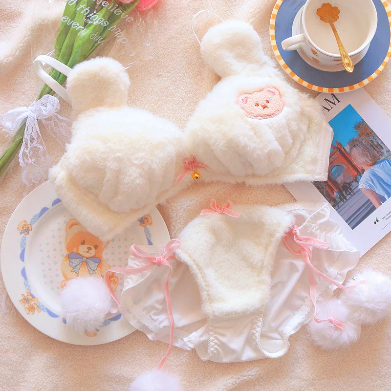 Plush Embroidered Bear Bra Set   HA1287 - Image 4