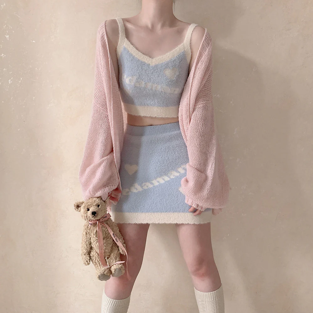 Plush letter heart skirt suit  HA0557 - Image 3
