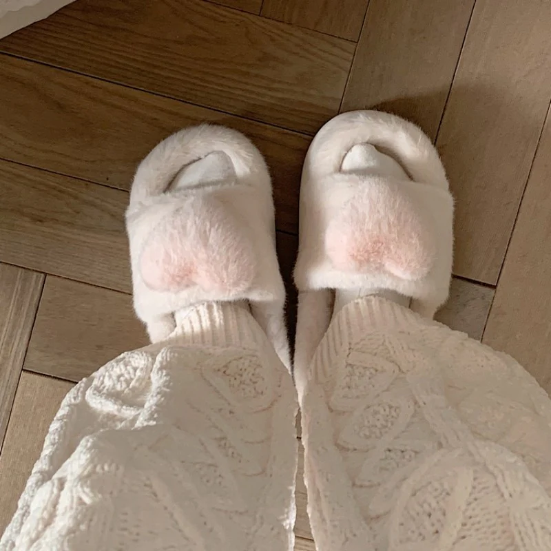 Plush one word cotton slippers   HA1343 - Image 2