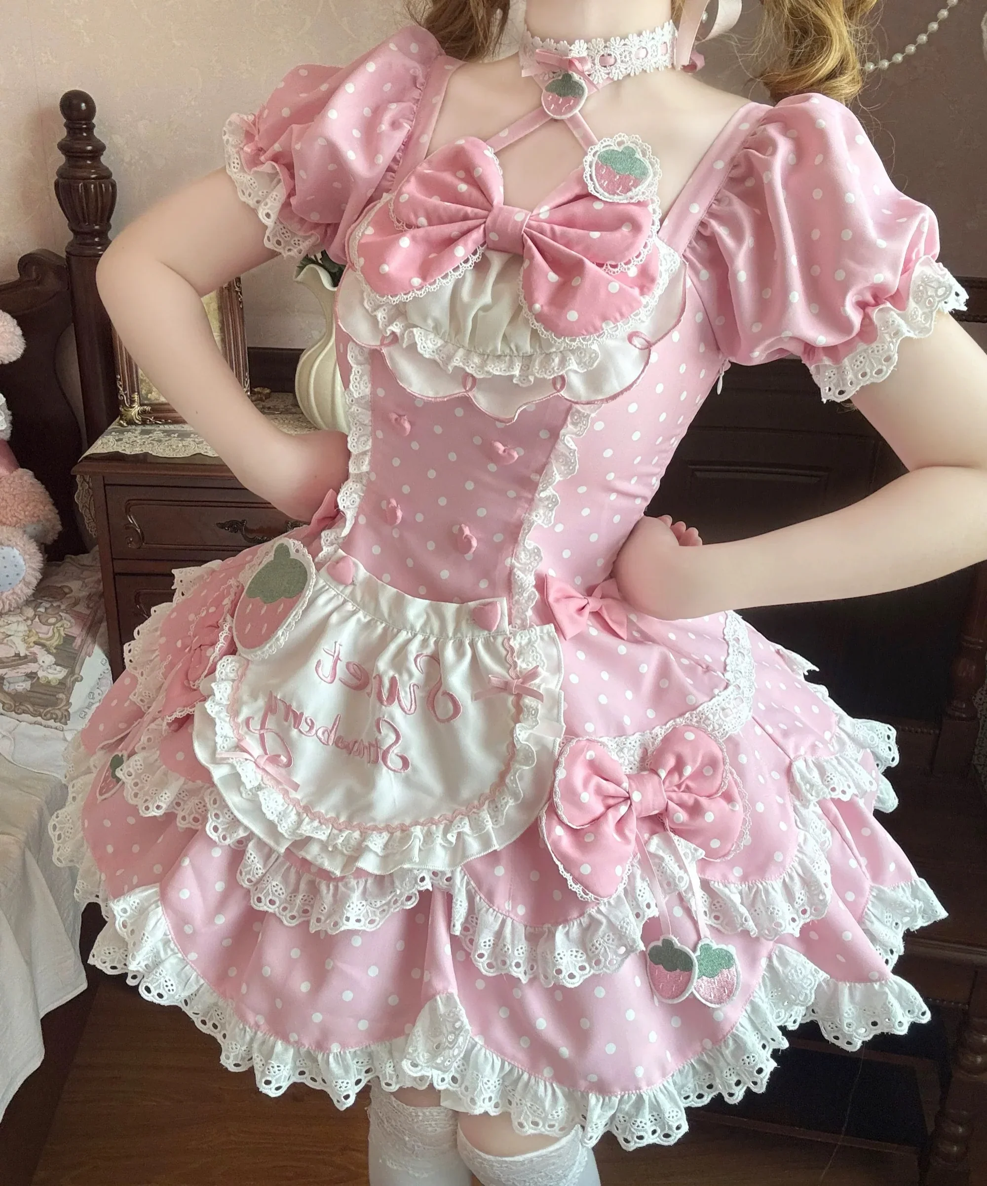 Polka dot strawberry Lolita dress HA29736 - Image 2