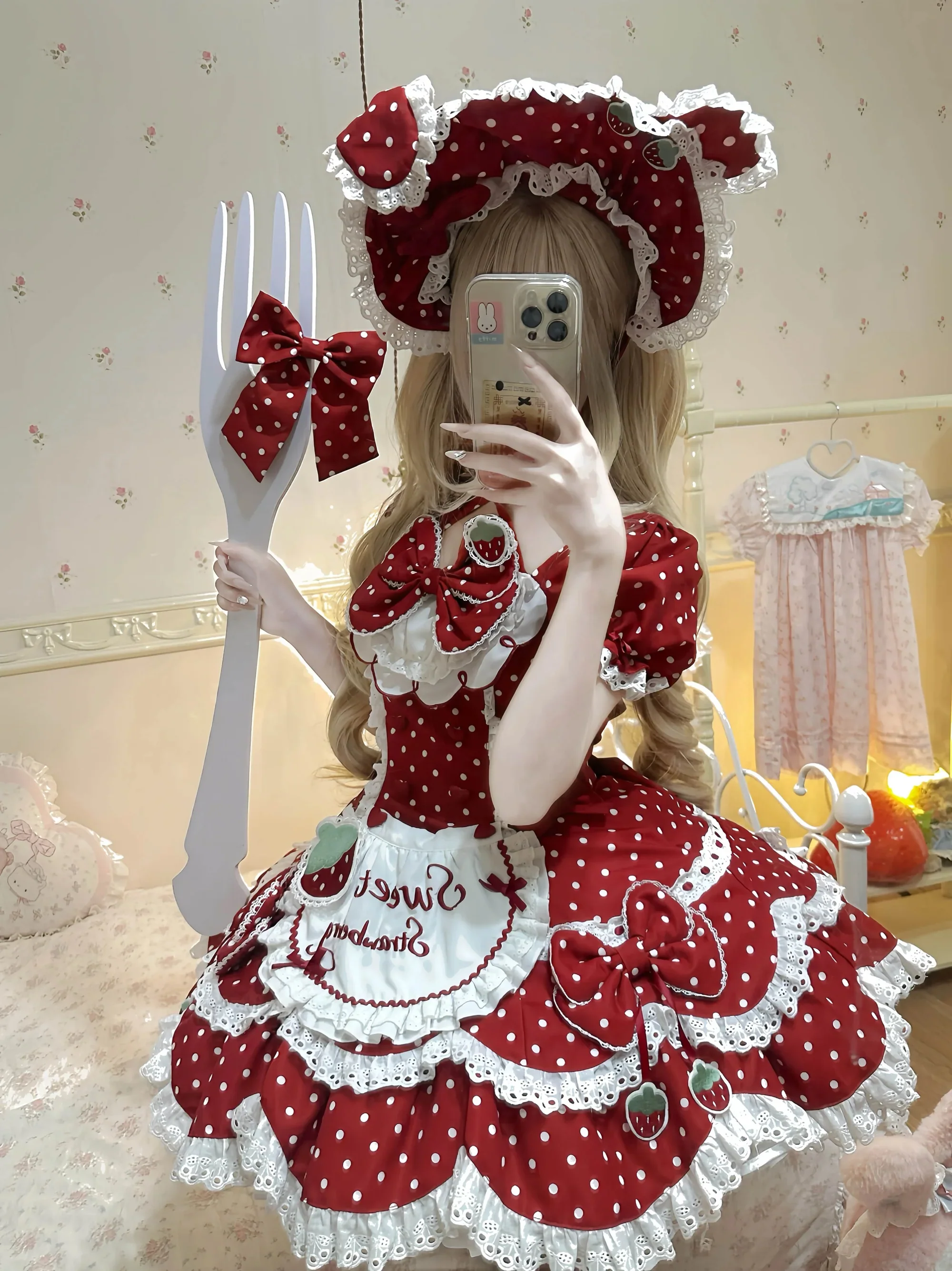 Polka dot strawberry Lolita dress HA29736 - Image 6