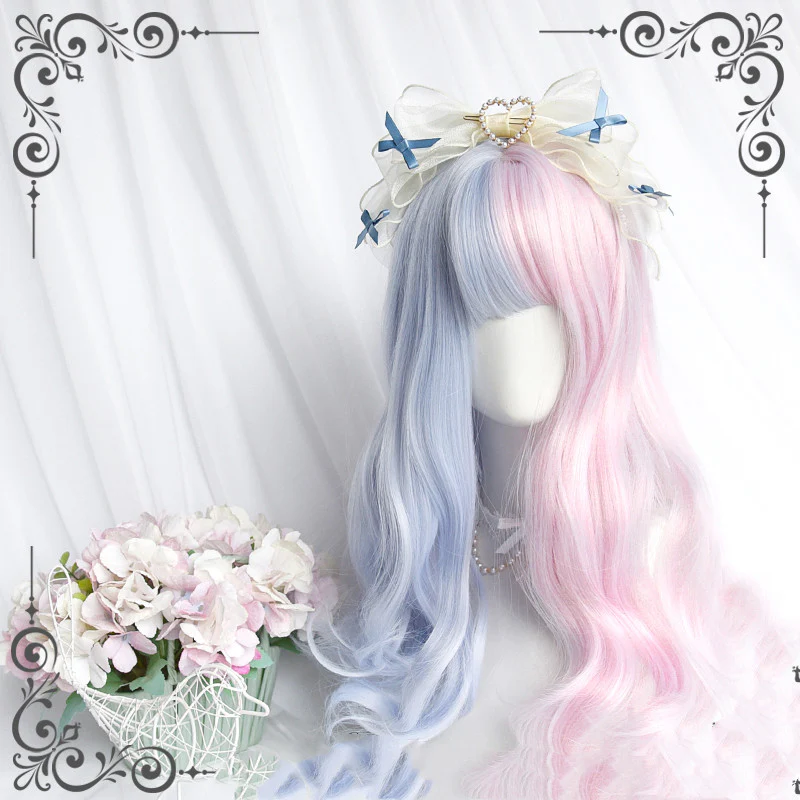 Powder blue double spell long curly hair HA0670 - Image 2