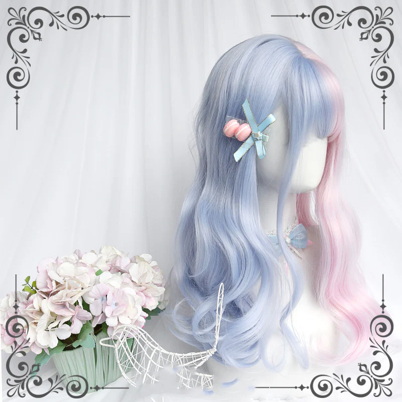Powder blue double spell long curly hair HA0670 - Image 3