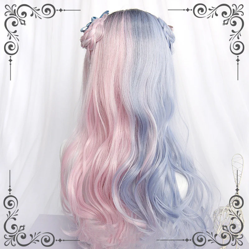 Powder blue double spell long curly hair HA0670 - Image 5
